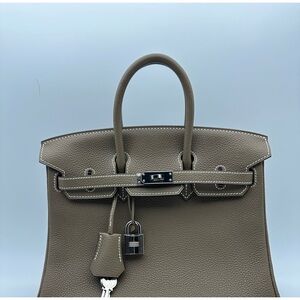 Authentic Hermes Birkin25 Etoupe stamp B